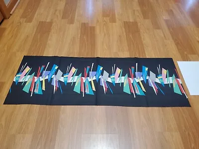 Awesome RARE Vintage Mid Century Retro 80s Colorful Abstract Black Long Fabric! • $26