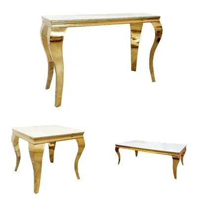Louis Luxury Italian Gold White Black Glass Coffee Lamp Console Table NEW • £324.57