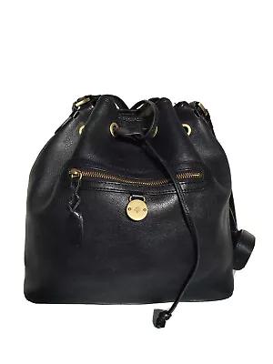 Mulberry Somerset Drawstring Bucket Bag In Black Leather And Gold Hardware • $499