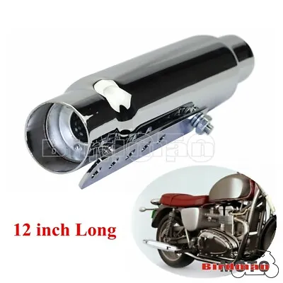 12  Shorty Exhaust Muffler Custom For Cafe Racer Slip On Brat Bike Honda Chrome  • £55.75