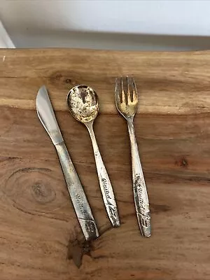 United Airlines Silverware Cutlery 3 Piece Set International Silver Co Vintage • $5