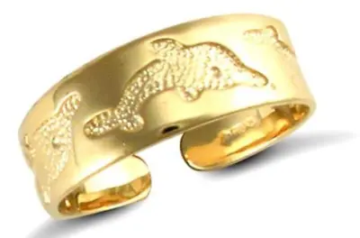 Toe Ring 9ct Gold Carved Dolphin Pattern Solid Gold  -Fully Hallmarked - • £75.99