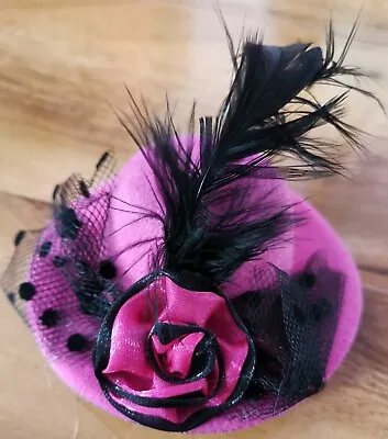 Pink Mini Top Hat Fascinator Base Hen Party Play Hat Fancy Dress Hair Clip • £1.99
