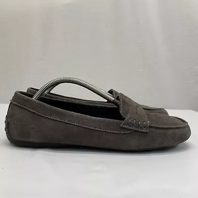 Merona Womens Size 11 Gray Leather Slip On Penny Loafers Flats • $19.99