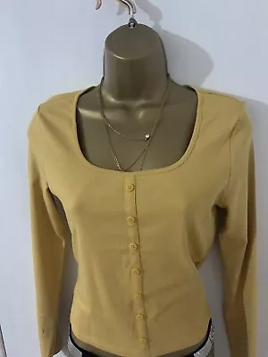 New Look Girls Mustard Button Up Long Sleeve Top Age 14-15 Size 8-10 New WT • £14