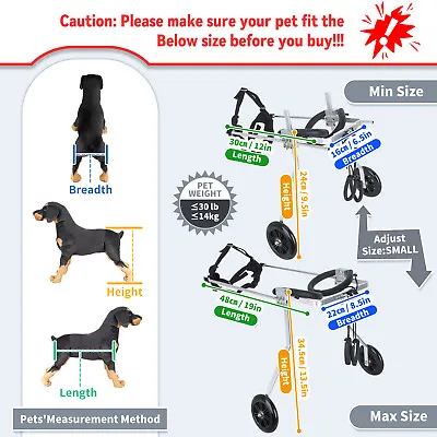 Pet Dog Aluminum Wheelchair S/M/L To Make Handicapped Hind Legs Pet Dog/Cat Walk • $85.99