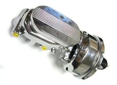 CHROME 7  Single Power Brake Booster & 1  Bore Finned Master Cylinder Street Rod • $135.95