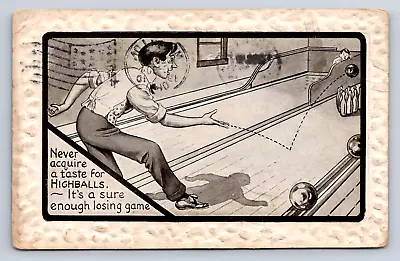 Vintage Postcard Bowling Funny Comic Cartoon Massillon Ohio 1910 • $4
