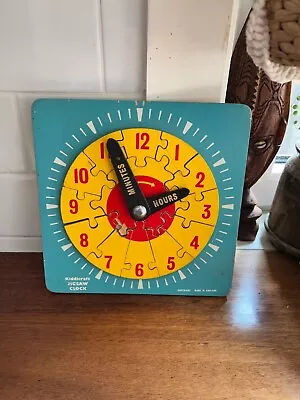 Vintage Kiddicraft Wooden Jigsaw Clock - 1970s • $16