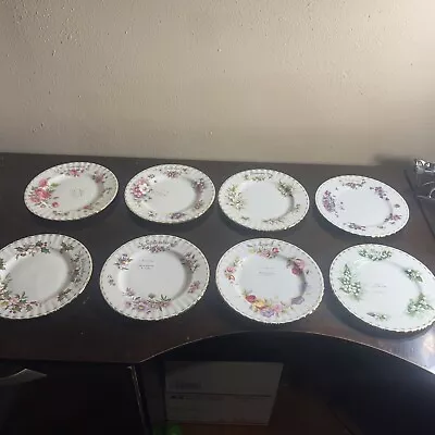$170.95 • Buy Royal Albert Flower Of The Month Salad Dessert Plates Lot Of 8 8”