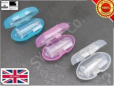 Baby Soft Silicone Finger Toothbrush Teether With Case • £2.99