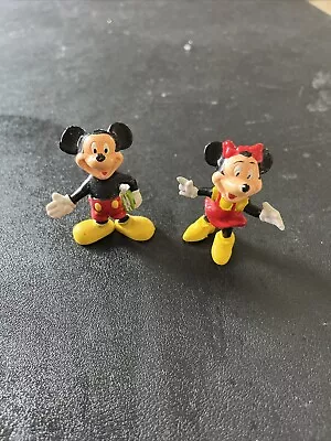 VINTAGE WALT DISNEY MICKEY MOUSE & MINNIE MOUSE FIGURINES MADE In Hong Kong 70’s • $15