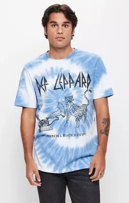 Men's Licensed Def Leppard Print Tie Dye Shirt Size Small • $19.99