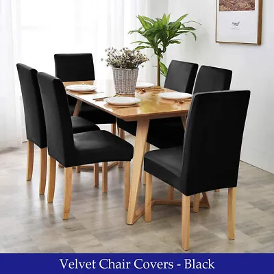 $9.49 • Buy 8pcs Dining Room Velvet Chair Covers Slipcover Stretch Seat Protector Home Hotel