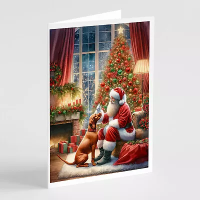 Vizsla And Santa Claus Greeting Cards And Envelopes Pack Of 8 DAC4164GCA7P • $16.99