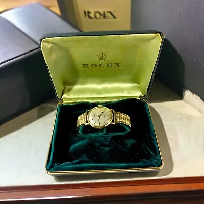 Vintage 1966 Rolex Precision 18kt Gold Watch Original Box Recent Service Men's • £2528.60