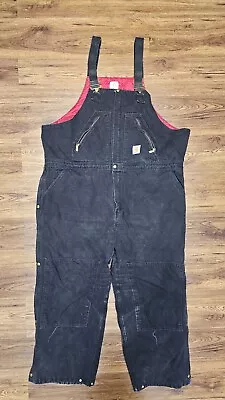 Carhartt Men's Black R38 BLK Insulated Bib Overalls Zip To Waist Size 50X30 • $59.90