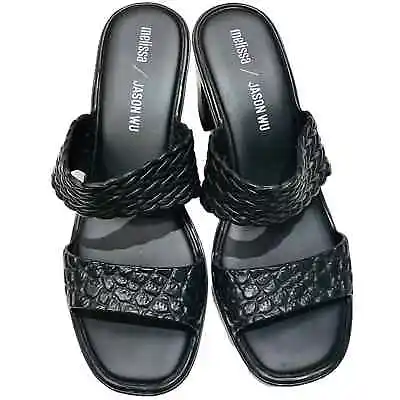 Melissa / Jason Wu Black Plastic Sandals Collaboration Size 8 USA Preowned • $59