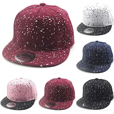 Kids Baby Boys Girls Baseball Hat Flat Peak Brim Snapback Hip Hop Sun Visor Cap • £7.74