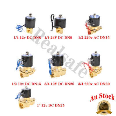 $19.99 • Buy 2 Way Solenoid Valve Air Water N/C Gas Oil Normally Closed 12v 240v BSP AU