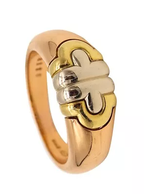 $1795 • Buy Bvlgari Roma Vintage Parentesi Ring In Three Colors Of 18Kt Yellow Gold