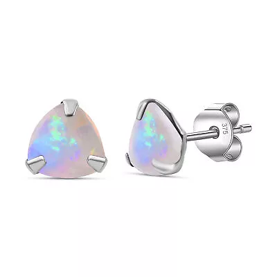 TJC 0.88ct Opal Solitaire Stud Earrings For Women In 9ct White Gold Push Back • £76.99