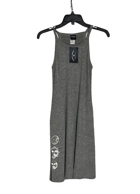 Spirit Jersey Active Wear Gray Sleeveless Dress With Pockets Moon Logos XS NEW • $15.99