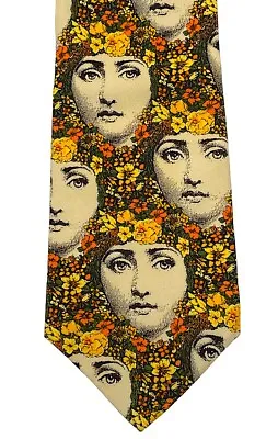 FORNASETTI Milano Woman's Face In Flowers 100% Silk Neck Tie Necktie NEW TAG • $79.90