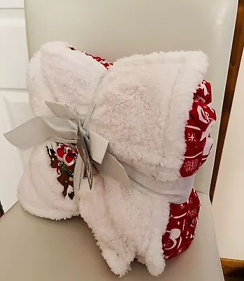 NEW DISNEY STORE MICKEY & MINNIE MOUSE XMAS THROW REVERSIBLE BNWT 50x60” BLANKET • £42.99