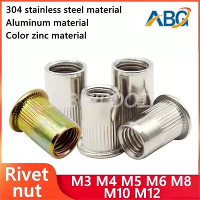 M3-12 Rivet Nuts Blind Nut Nutserts Rivnut Stainless Zinc Steel Aluminium 10-200 • $5.50