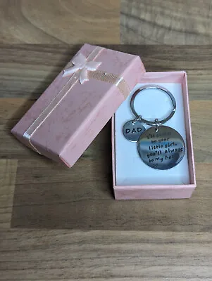 Dad Hero Keyring Personalised Little Girl Stainless Steel Fathers Day Daddy Gift • £4.49