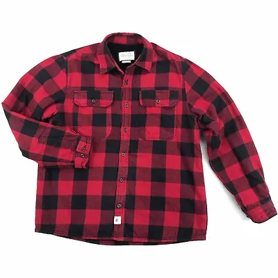 Boston Traders Shirt Mens Large Flannel Shacklet Lumberjack Red Plaid Sherpa • $18.84