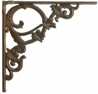 Decorative Shelf Bracket Ornate Leaf Brace Rust Brown Cast Iron Shelves 9.375  • $15.98