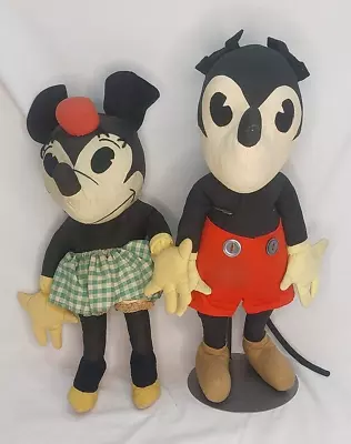 C1930's McCall No 91 MICKEY & MINNIE MOUSE Disney Stuffed Pie Eyed Doll Vintage • $999.99