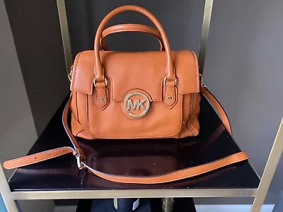 Michael Kors Margo Luggage Orange Leather Cross Body Shoulder Satchel Handbag • $115