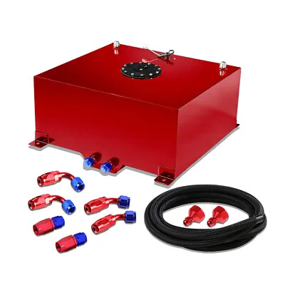 10 Gallon Aluminum Fuel Cell Gas Tank With Cap +Level Sender+Nylon Fuel Line Kit • $144.88