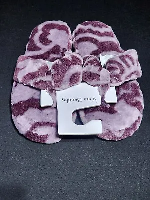 Vera Bradley Womens Fleece Flip Flop Slippers Wine Color Med 7- 8 New • $23