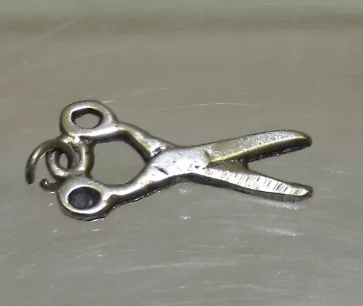 Vintage Sterling Silver 3D Sewing Scissors Shears Seamstress Charm 1  Pendant • $10
