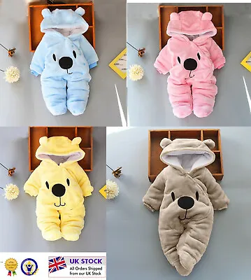 Newborn Baby Boy Girl Kids Bear Hooded Romper Jumpsuit Bodysuit Clothes Outfits • £15.99