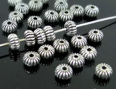 25 Antique Silver Pewter Spacer Saucer Rondelle Beads 5x3mm • $4.50