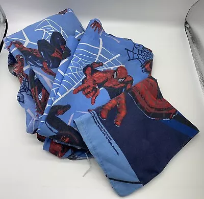 Marvel Spider-Man Twin Sheet Set Spiderman 2002 Vintage Flat Fitted Pillowcase • $29.99