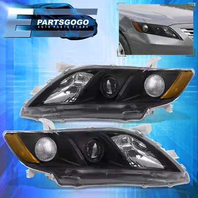 For Toyota Camry 07-09 Projector Headlights Headlamps Left+Right Set Black Amber • $61.99