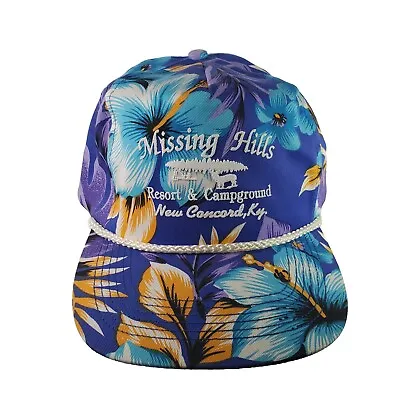 Vtg San Sun Floral Hawaiian Rope Snapback Hat Missing Hills Kentucky EUC! • $14.74