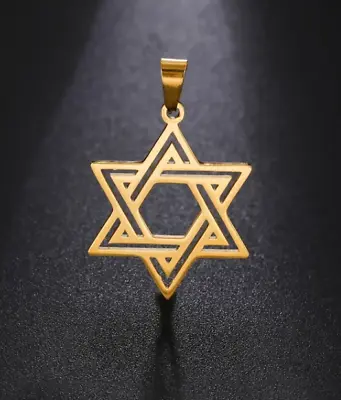 Star Of David Women And Men Stainless Steel Pendant Israel Judaica Gold Color!  • $9.99