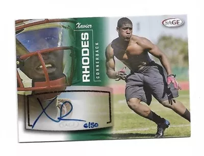 2013 Sage SP ROOKIE XAVIER RHODES AUTO /50 RC Minnesota VIKINGS RARE  • $6