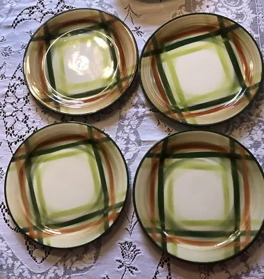 4 Vintage DINNER PLATES 9.75  Vernonware TAM O'SHANTER California Plaid Met-lox • $46