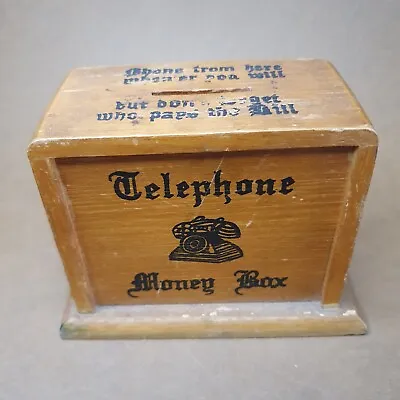 Vintage Wooden TELEPHONE MONEY BOX Souvenir Of Hahndorf SA • $4