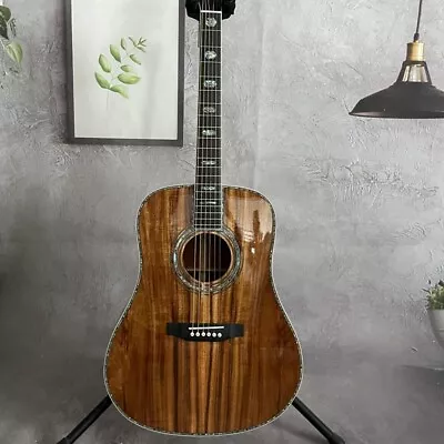 Full KOA Wood D45 Acoustic Guitar Ebony Fretboard Abalone Inlay Gold Hardware • $405