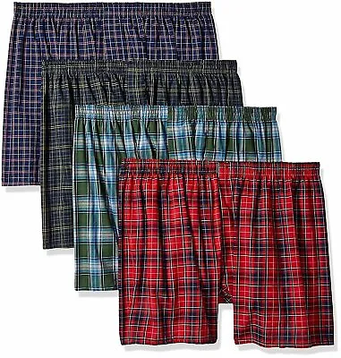 Fruit Of The Loom Men's Boxers Woven Tartan Plaid 4-Pack Size 2X/3X • $29.99