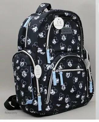 NWT Black & Blue Disney Mickey Mouse Diaper Bag Backpack Tote With 14 Pockets! • $125